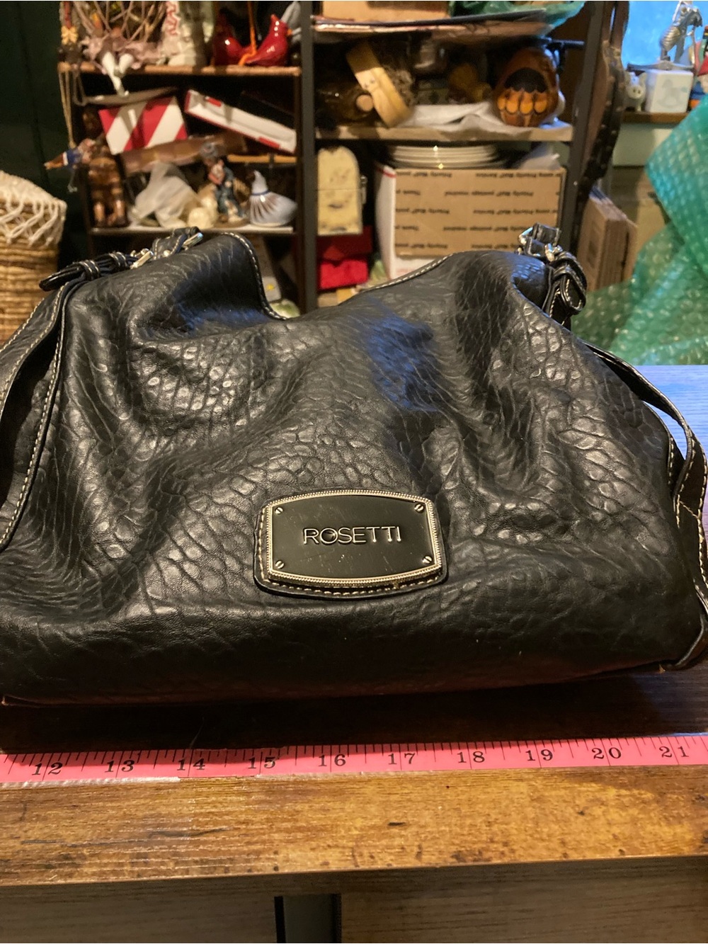 Rosetti black pebble design purse